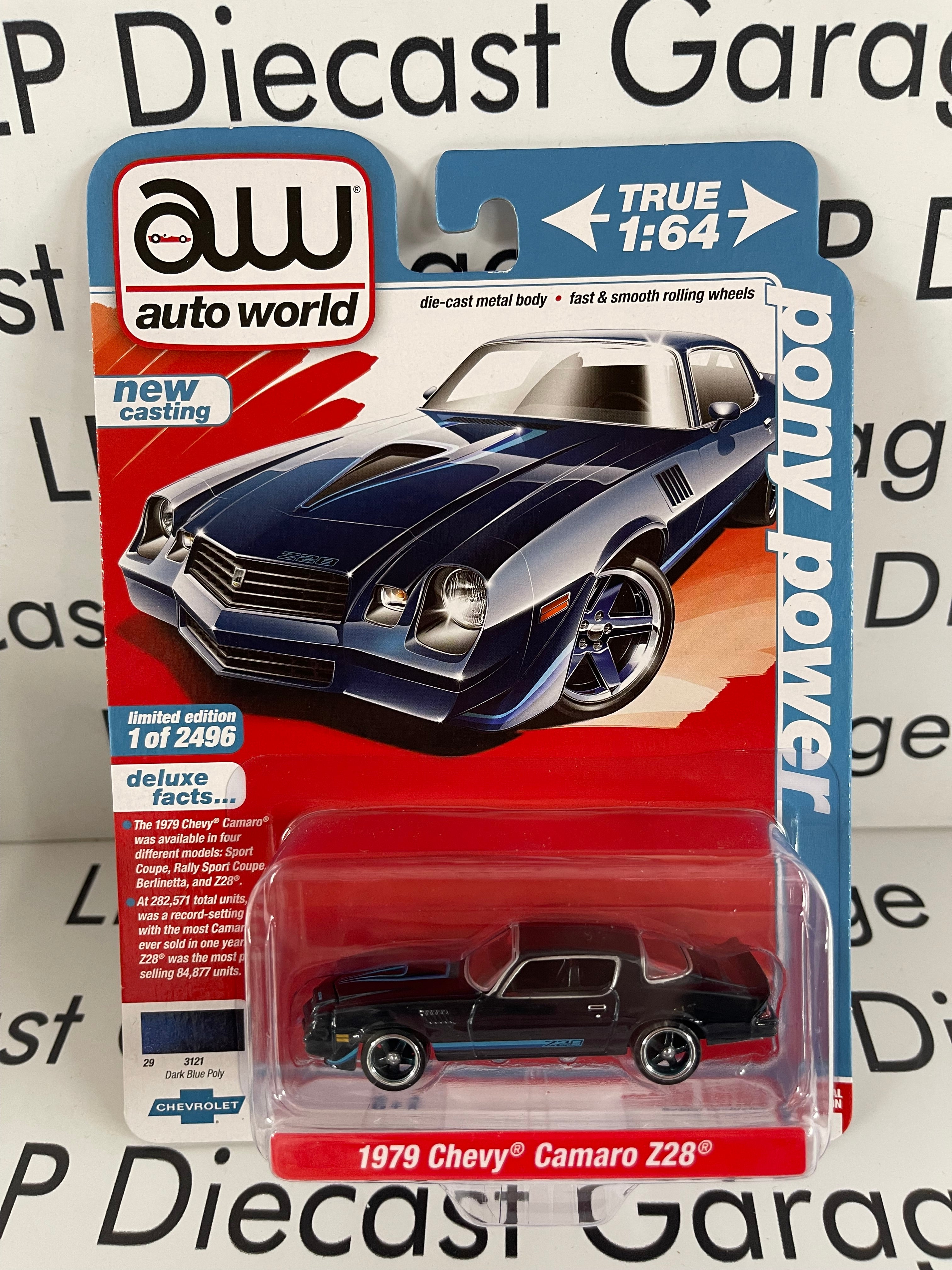 Auto World 1979 Chevy Camaro Z28 Dark Blue Poly 1:64 Diecast – Lp 