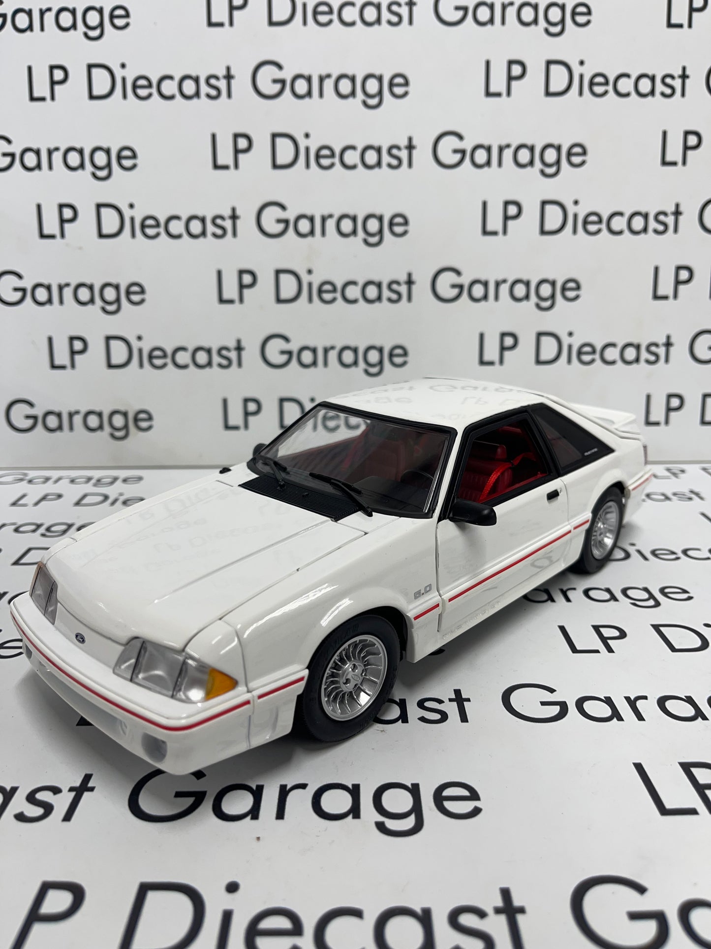 GMP 1988 Ford Mustang GT Oxford White w/ Red Interior LP Exclusive 1:18 Diecast *FLAWED* No Box