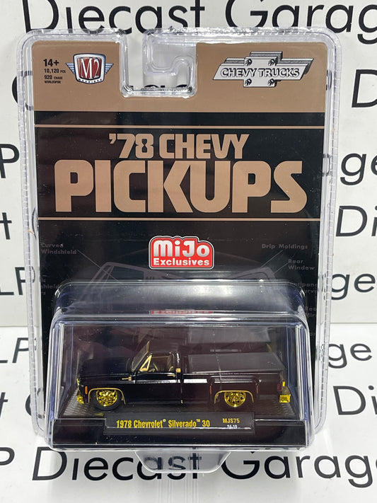 M2 *CHASE* 1978 Chevrolet Silverado 30 Dually Black & Gold Truck MiJo Exclusive 1:64 Diecast