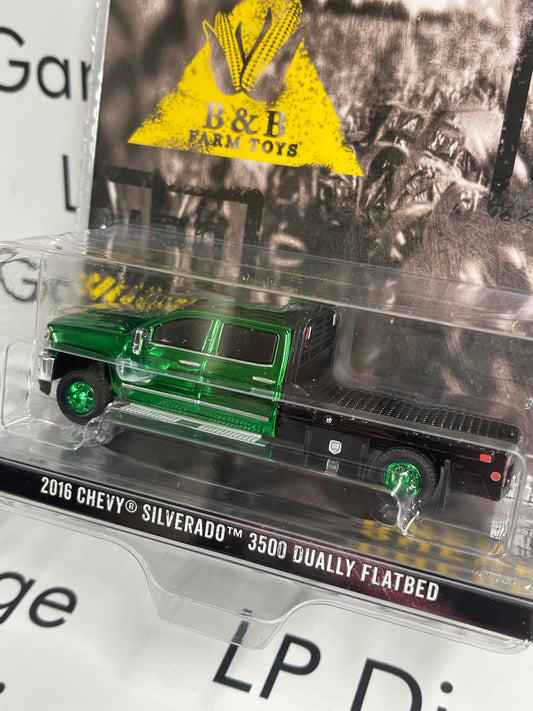 CHROME CHASE GREENLIGHT 2016 Chevy Silverado 3500 Flatbed White 1:64 Diecast B&B Exclusive