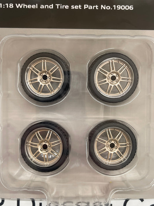 GMP Wheelset Gold 7-Spoke Custom Wheel & Tire Pack for 1:18 Diecast 19006