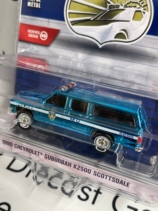 CHROME CHASE GREENLIGHT 1990 Chevrolet Suburban K2500 NYPD Police 1:64 Diecast Hot Pursuit