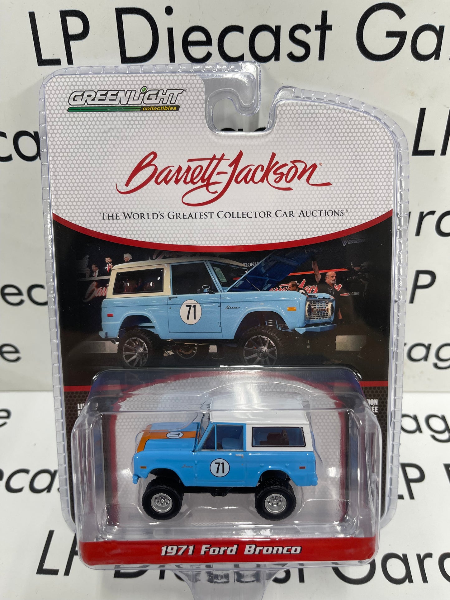 GREENLIGHT Barrett Jackson 1971 Ford Bronco Custom Baby Blue #71 1:64 Diecast