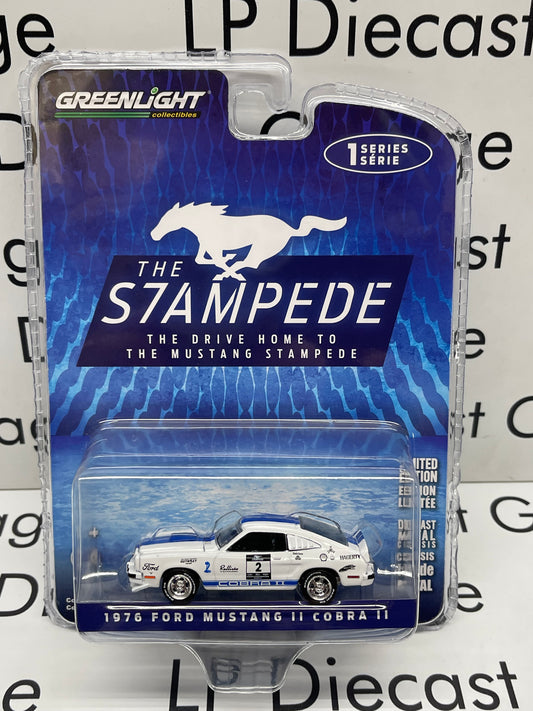 GREENLIGHT 1976 Ford Mustang Cobra II #2 Race Car The Stampede Series 1:64 Diecast