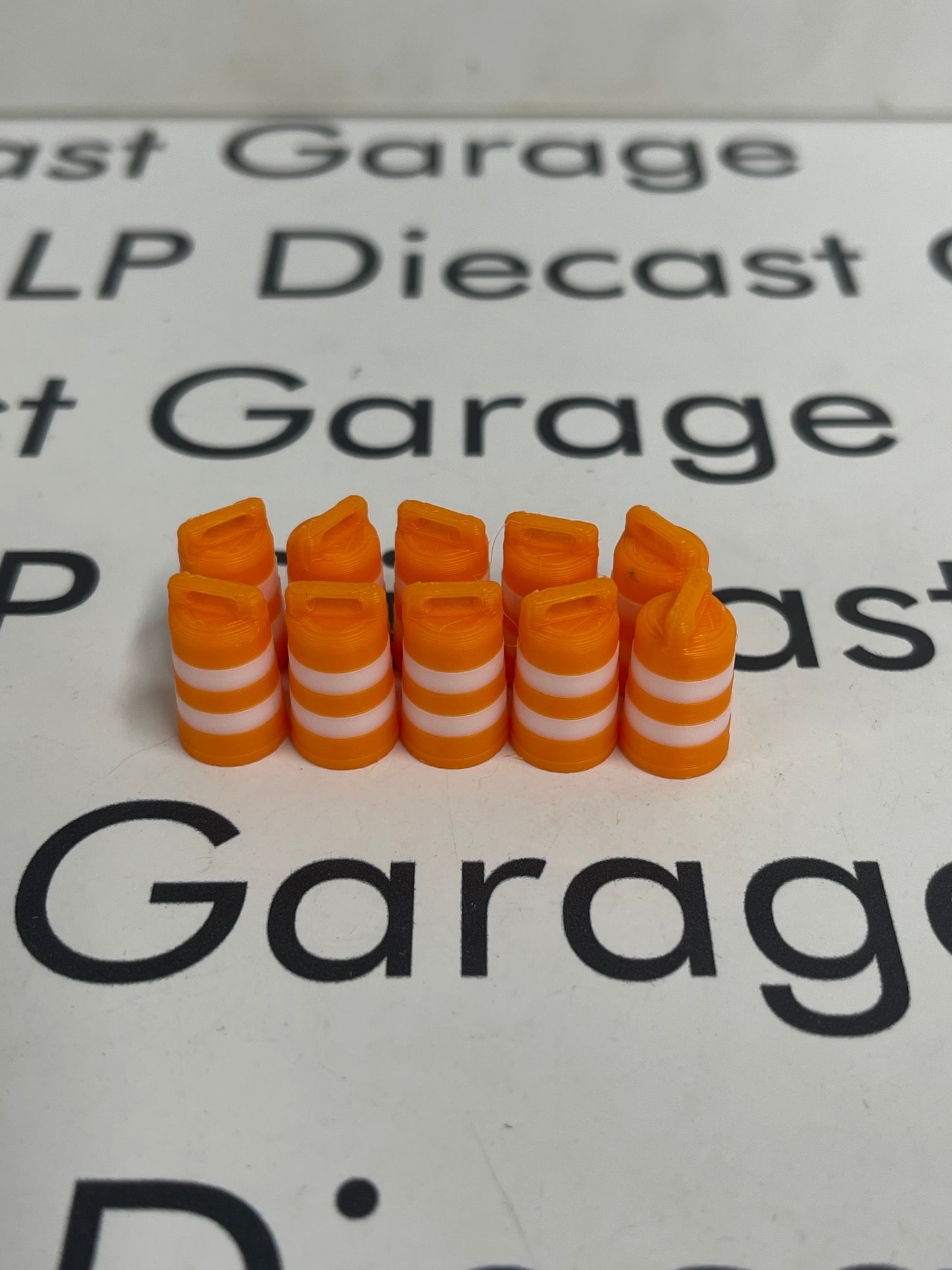 3D Printed Customs Set of 10 Traffic Drums for 1:64 Diecast Construction