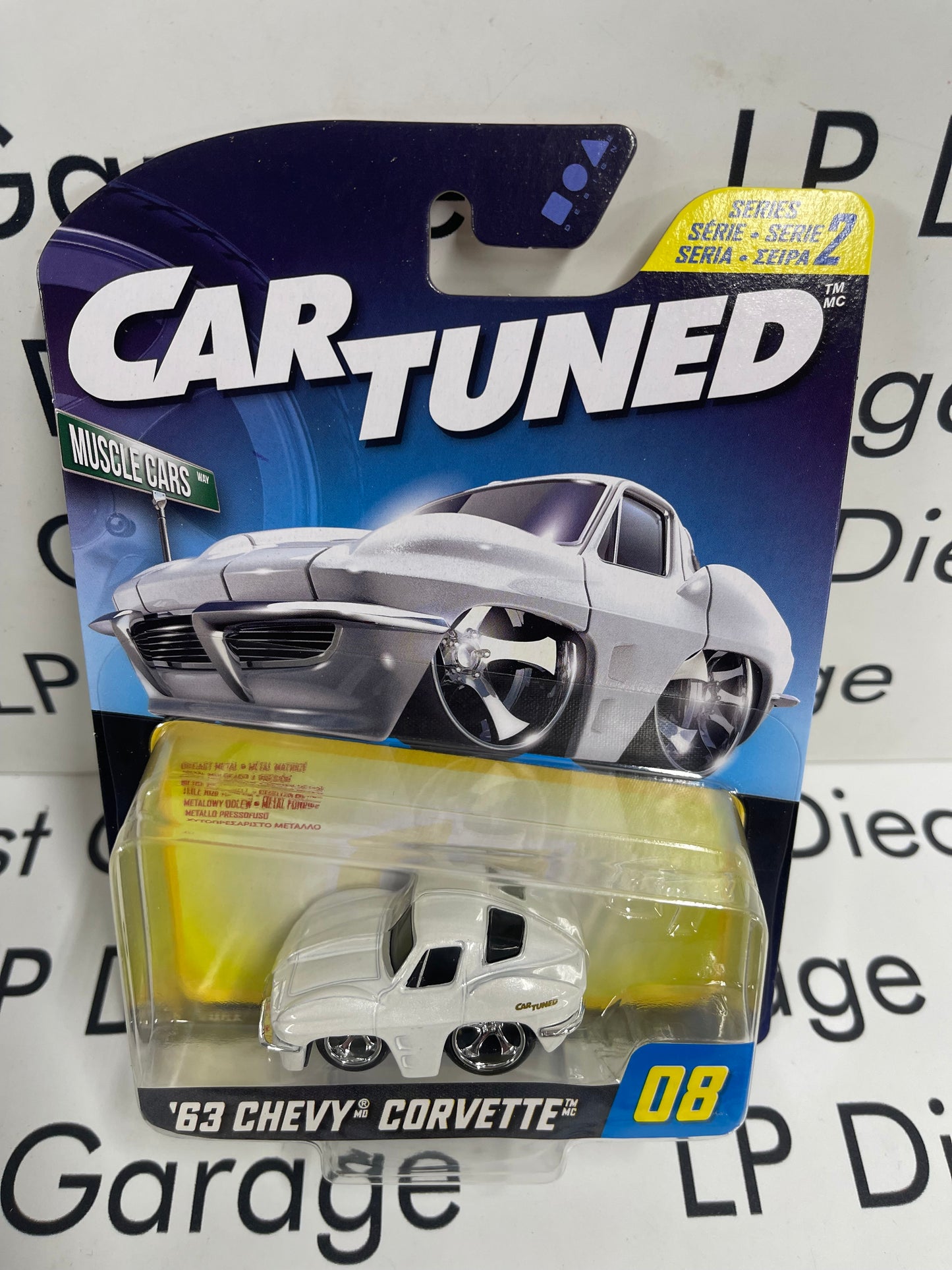 CARTUNED '63 Chevy Corvette White Series 2 1:64 Diecast