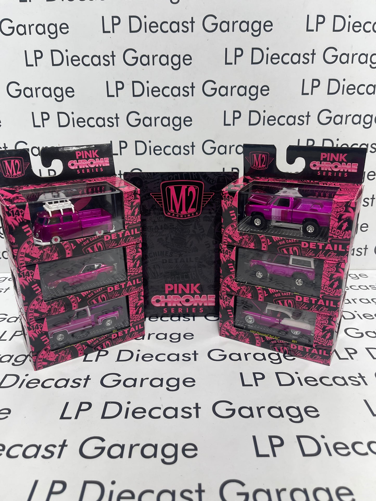 M2 Pink Chrome Series Set of 6 Walmart Exclusive 1:64 Diecast