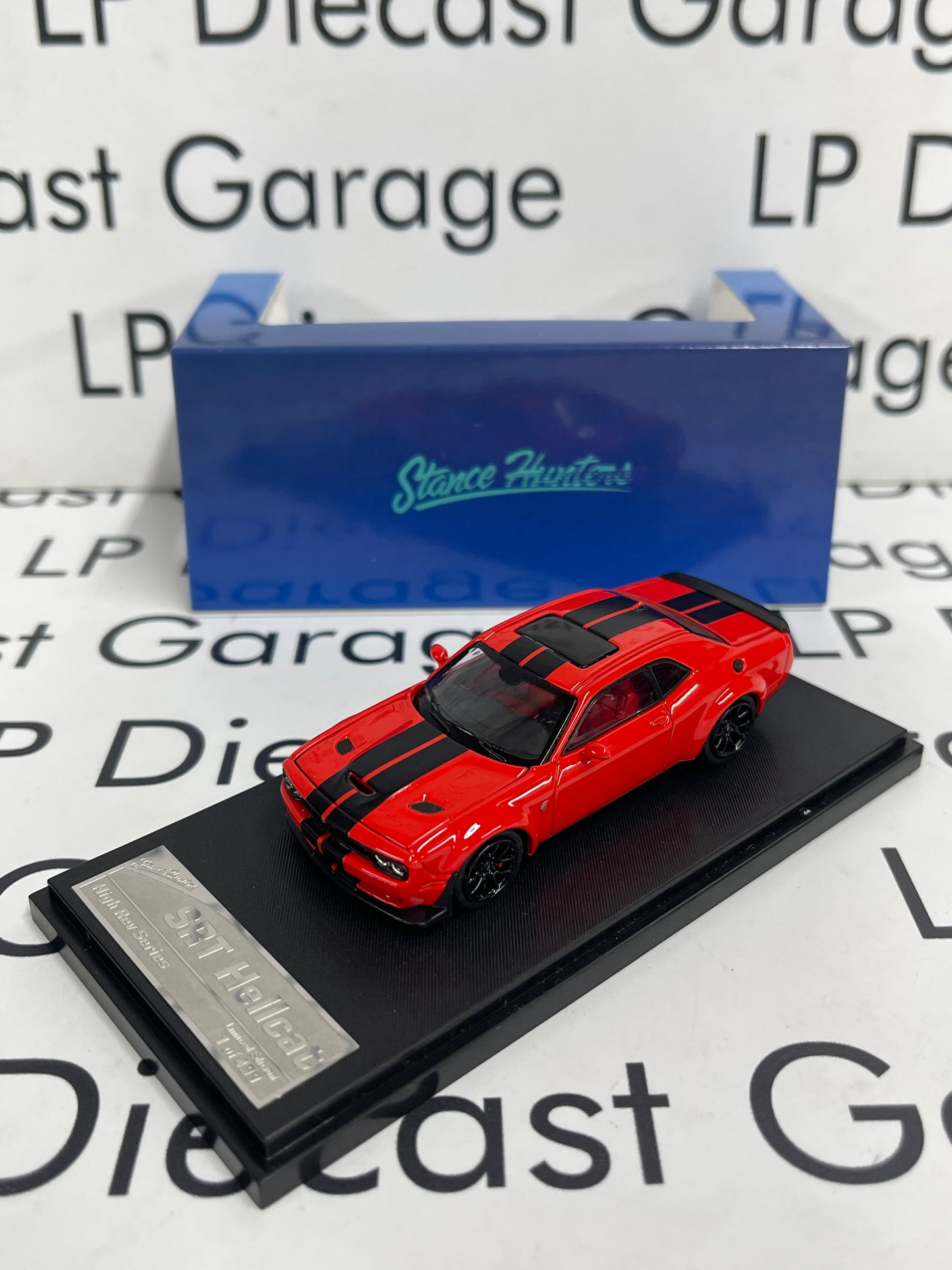 STANCE HUNTERS 2023 Dodge Challenger SRT Hellcat Red w/ Stripes 1:64 Diecast