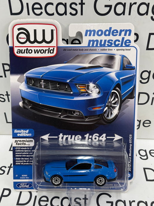 AUTO WORLD 2012 Ford Mustang GT/CS Grabber Blue Modern Muscle 1:64 Diecast