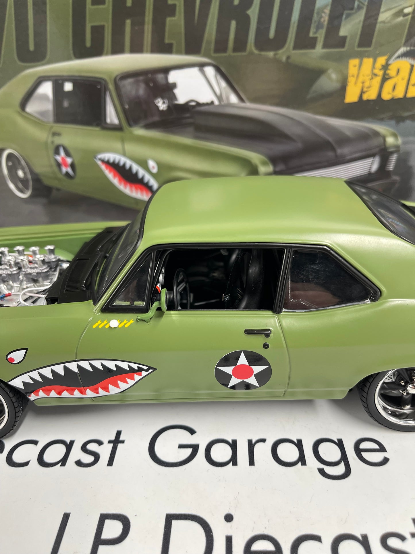 GMP 1970 Chevrolet Nova Warhawk Army Green 1:18 Diecast 18957-B