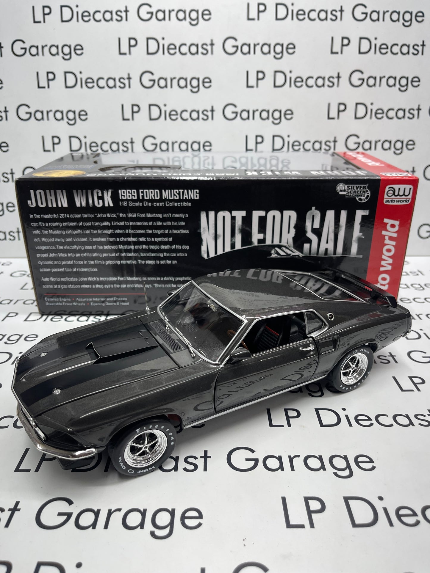 AUTO WORLD 1969 Ford Mustang Boss 429 John Wick Movie Car 1:18 Diecast