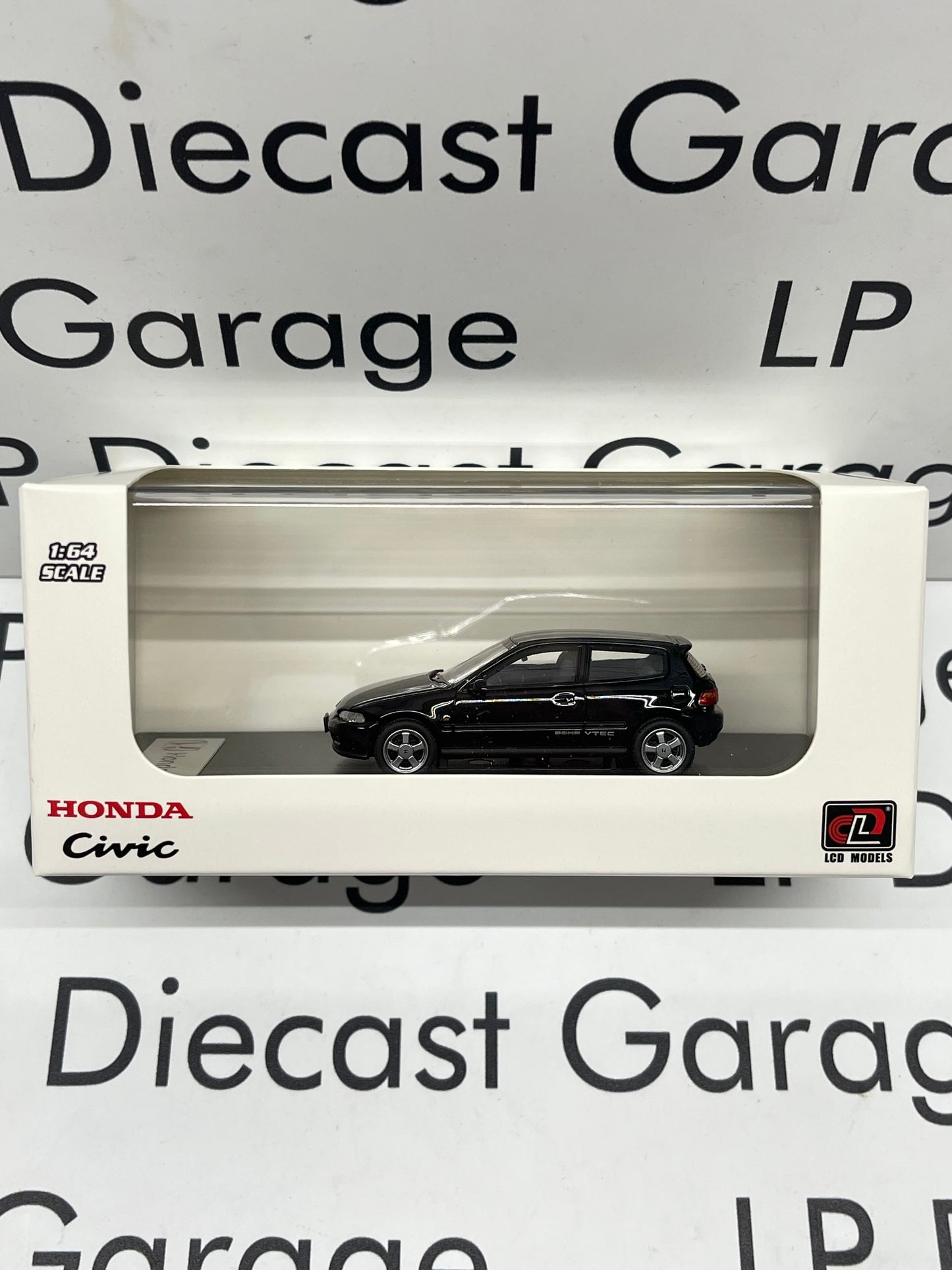 LCD MODELS 1993 Honda Civic EG6 Hatchback V-Tec Black with Opening Hood 1:64 Diecast