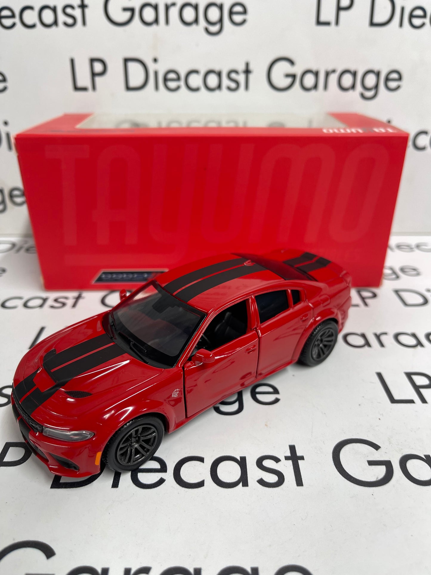 TAYUMO 2020 Dodge Charger Hellcat Red w/ Black Stripes 1:36 Scale Diecast