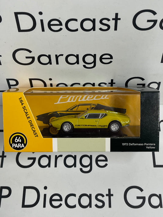 PARAGON MODELS 1972 DeTomaso Pantera Yellow RHD 1:64 Diecast