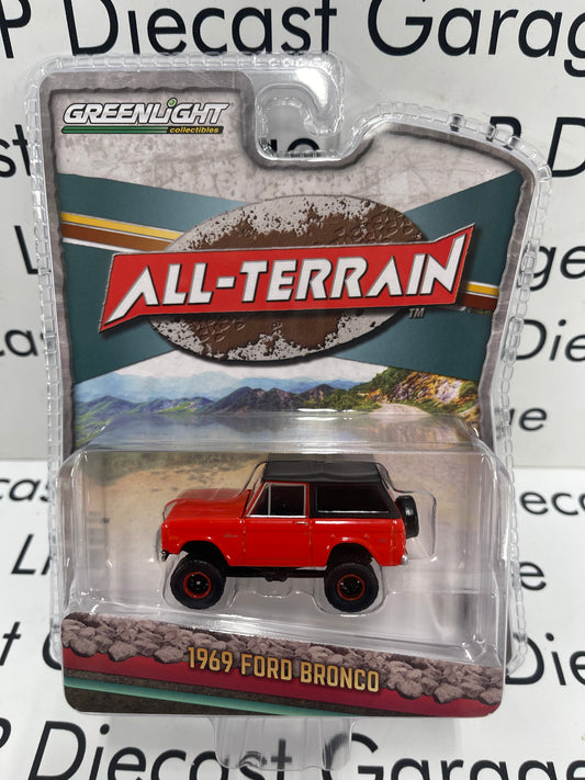 GREENLIGHT 1969 Ford Bronco Red & Black All Terrain 1:64 Diecast