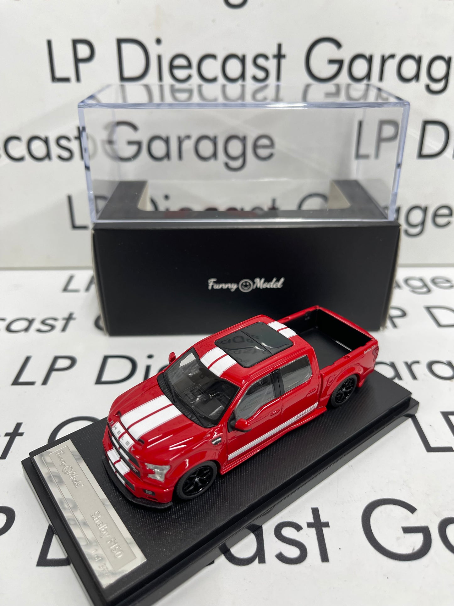 FUNNY MODELS 2017 Ford F-150 Shelby Super Snake Truck Red w/ White Stripes 1:64 Diecast