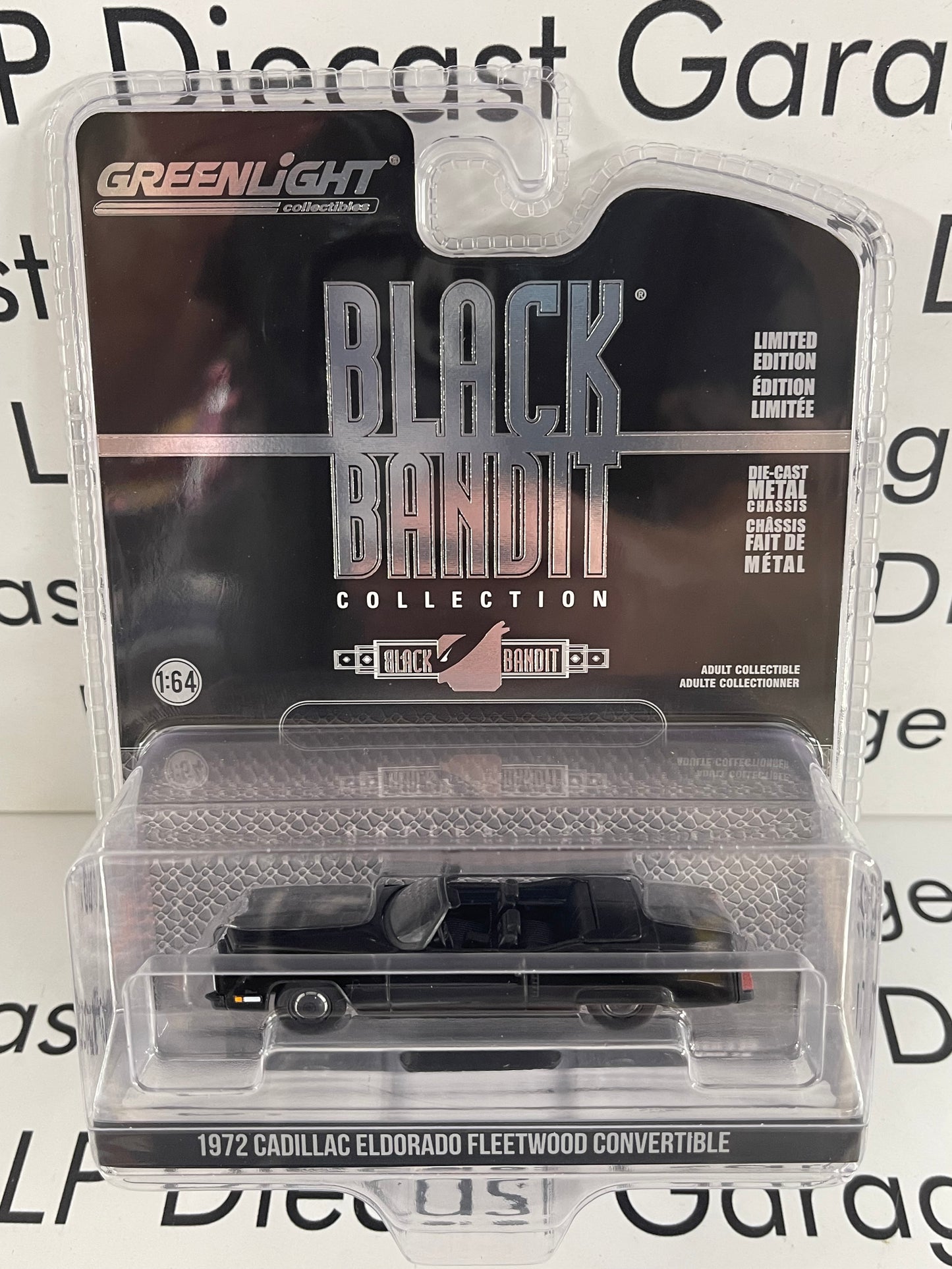 GREENLIGHT 1972 Cadillac Eldorado Fleetwood Convertible Black Bandit Series 1:64 Diecast