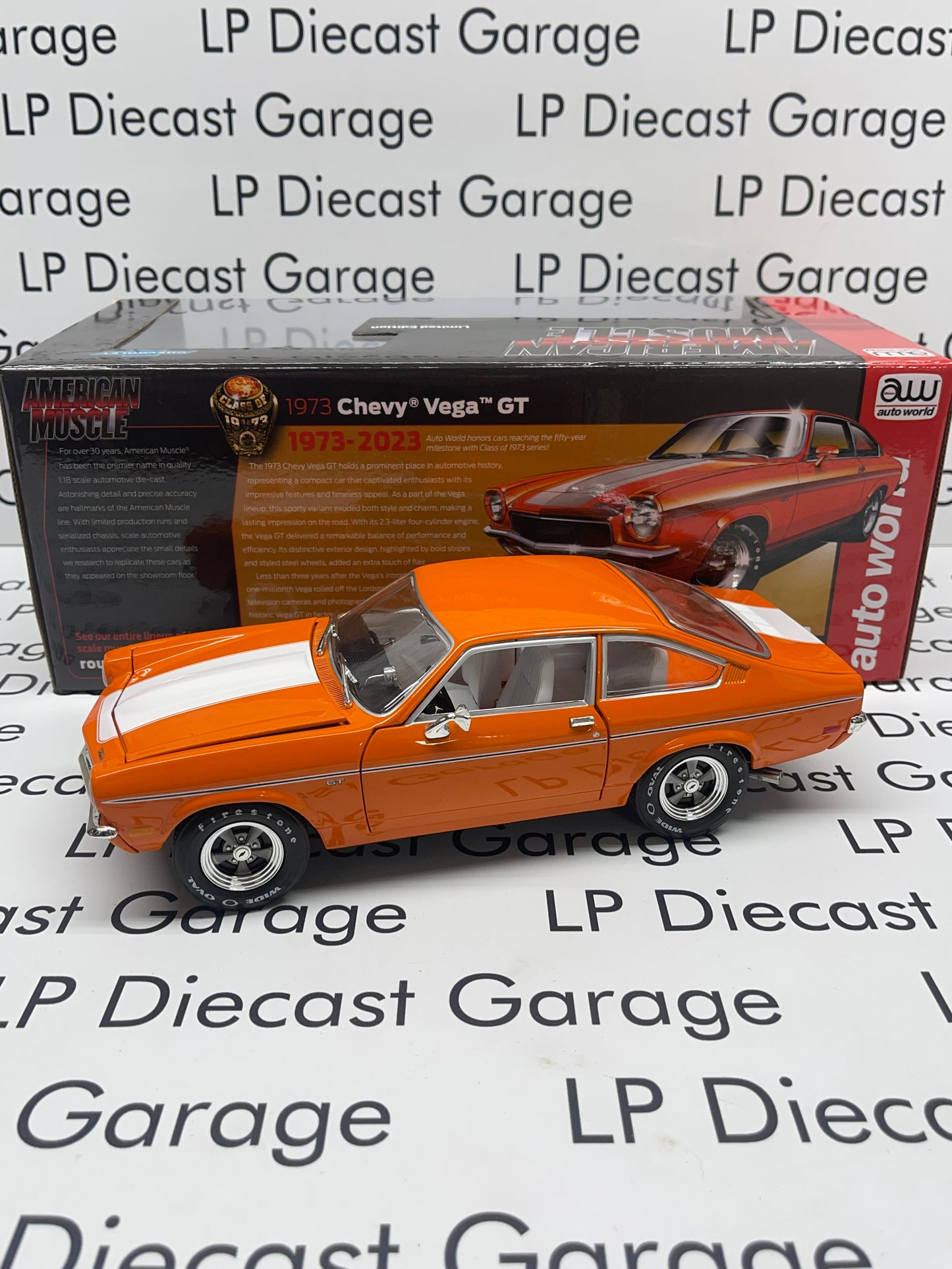 AUTO WORLD 1973 Chevrolet Vega GT Bright Orange Limited Edition 1:18 Diecast