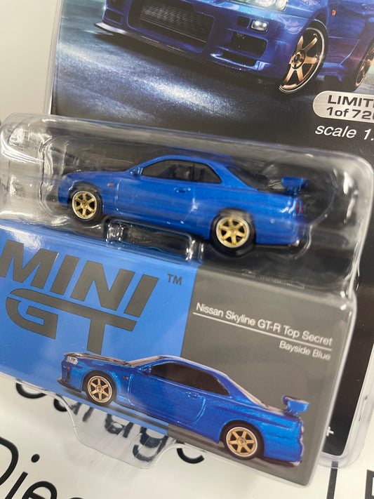 MINI GT Nissan Skyline GT-R Top Secret Bayside Blue MiJo 1:64 Diecast