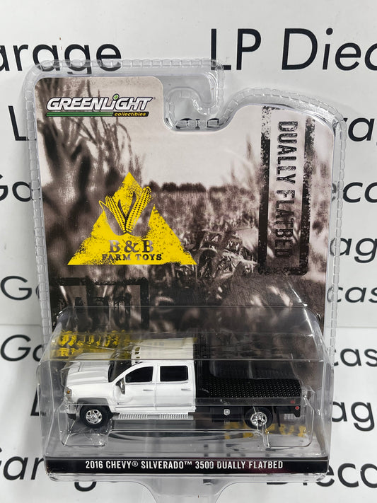 GREENLIGHT 2016 Chevy Silverado 3500 Flatbed White 1:64 Diecast B&B Exclusive