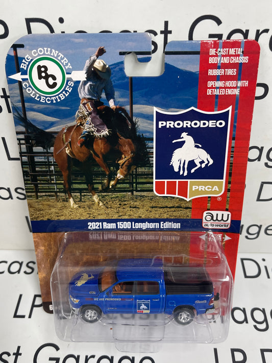 AUTO WORLD 2021 Ram 1500 Longhorn Edition Blue Prorodeo PRCA 1:64 Diecast Big Country Collectibles