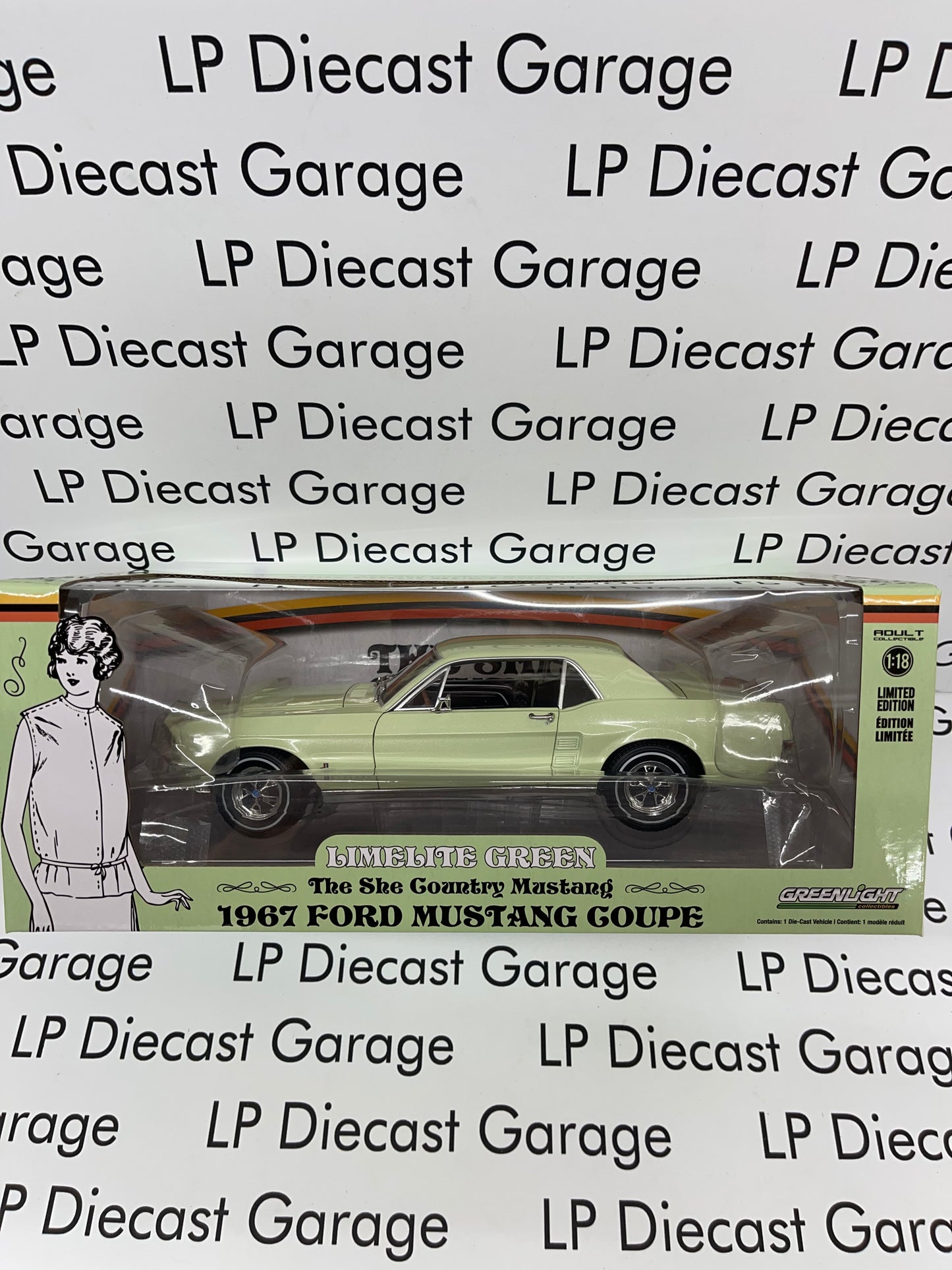 GREENLIGHT 1968 Ford Mustang Coupe Limelite  She Country Special 1:18 Diecast