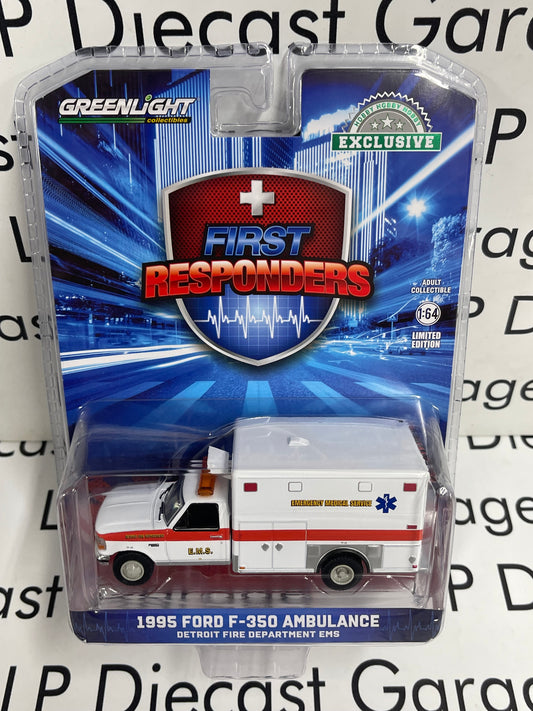 GREENLIGHT 1995 Ford F-350 Ambulance Detroit Fire Dept 1:64 Diecast