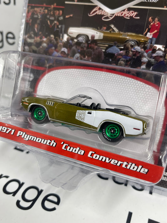 GREEN MACHINE CHASE GREENLIGHT 1971 Plymouth Cuda Gold 1:64 Diecast Barrett Jackson