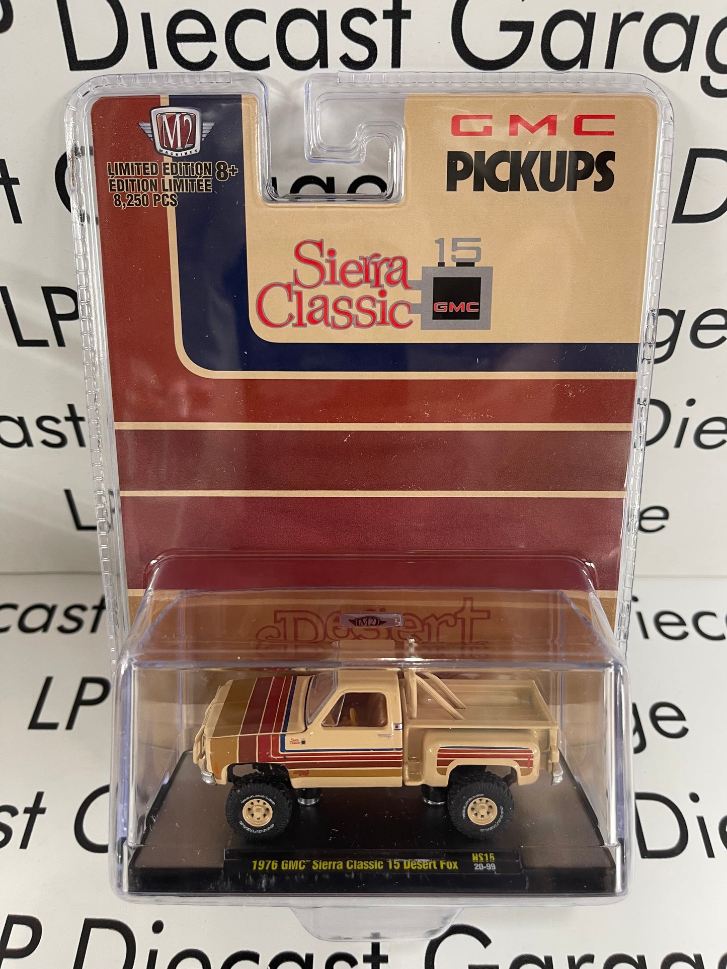 M2 Machines 1976 GMC Sierra Grande 15 Beige Desert Fox Truck Lifted 1:64 Diecast