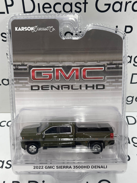 GREENLIGHT 2022 GMC Sierra 3500HD Denali Forest Metallic Green Dually Karson Exclusive 1:64 Diecast