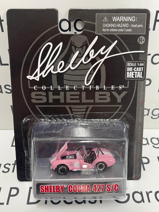 SHELBY COLLECTIBLES Shelby Cobra 427 S/C Pink with White Stripes 1:64 Diecast