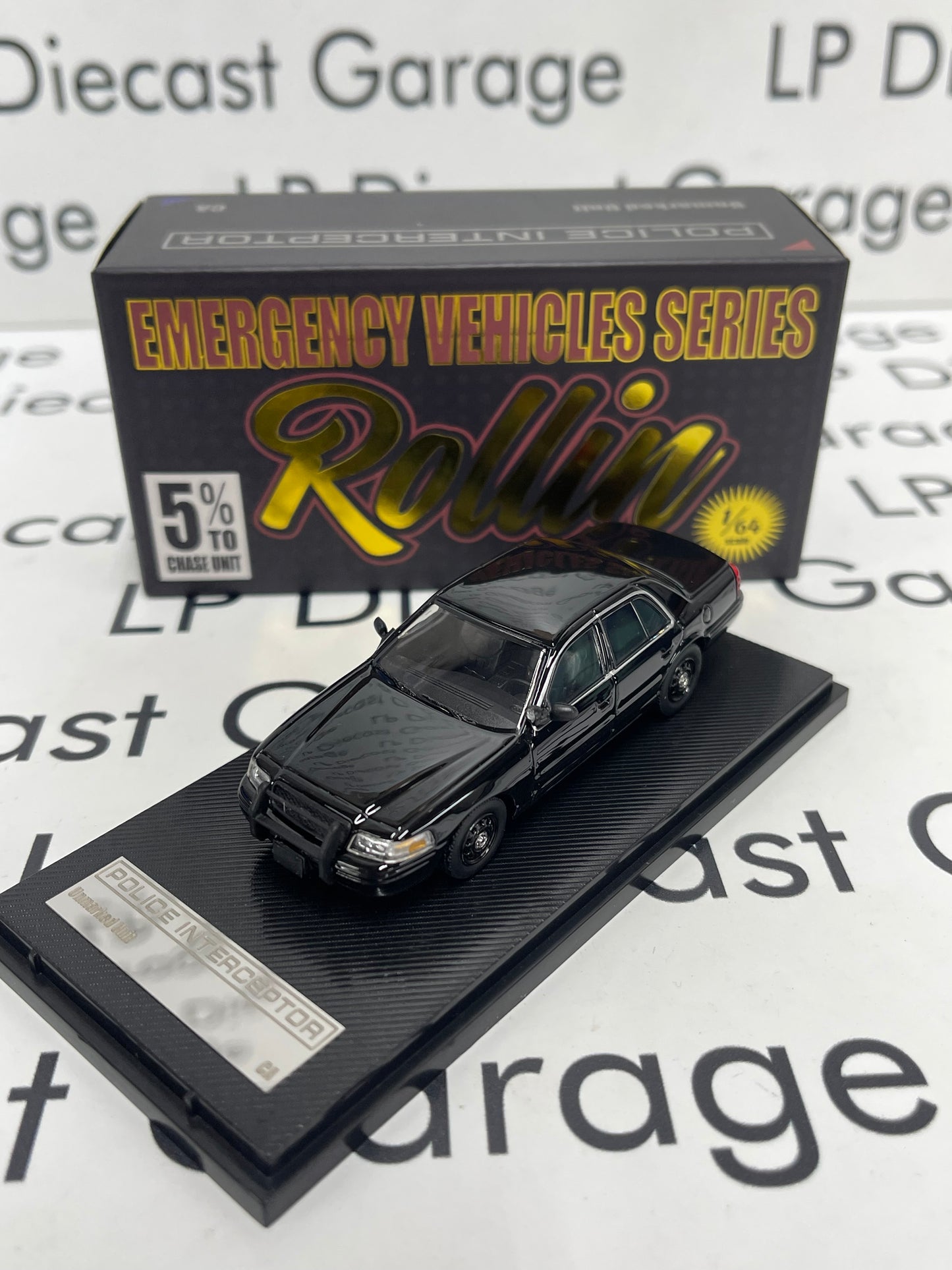 ROLLIN 2006 Ford Crown Victoria Unmarked Black Police Interceptor 1:64 Diecast