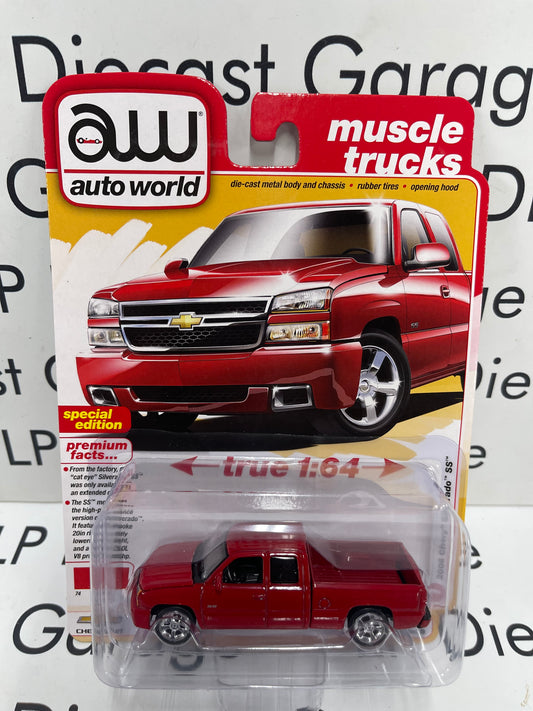 AUTO WORLD 2006 Chevy Silverado SS Victory Red Muscle Trucks 1:64 Diecast