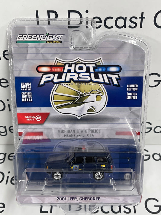 GREENLIGHT 2001 Jeep Cherokee Michigan State Police 1:64 Diecast Hot Pursuit