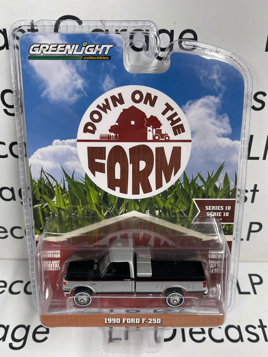 GREENLIGHT 1990 Ford F-250 Black & Silver 1:64 Diecast Down on the Farm Truck