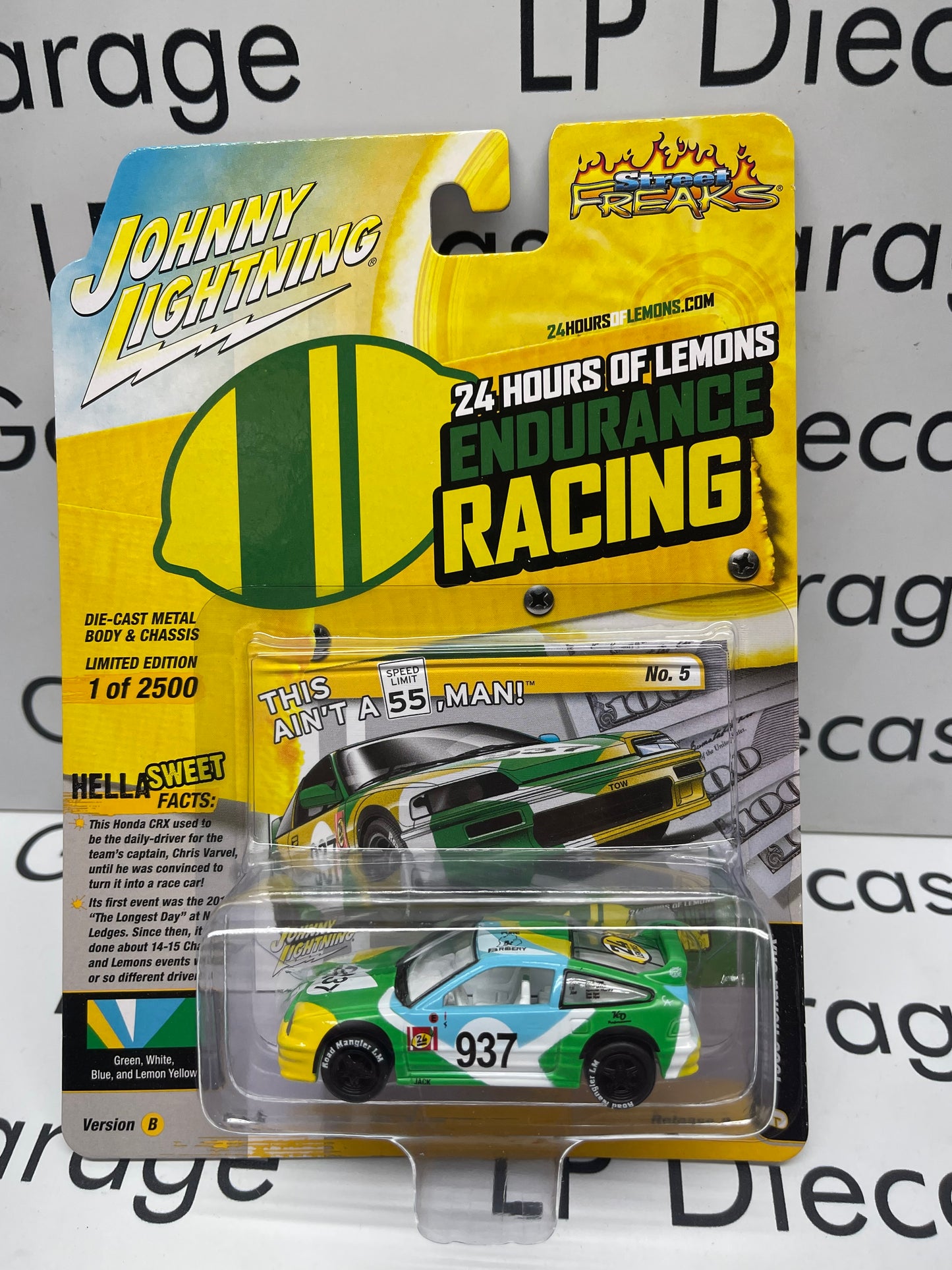 JOHNNY LIGHTNING 1989 Honda CRX This Aint a 55' Man 24hr Lemon Endurance Race Street Freaks 1:64 Diecast