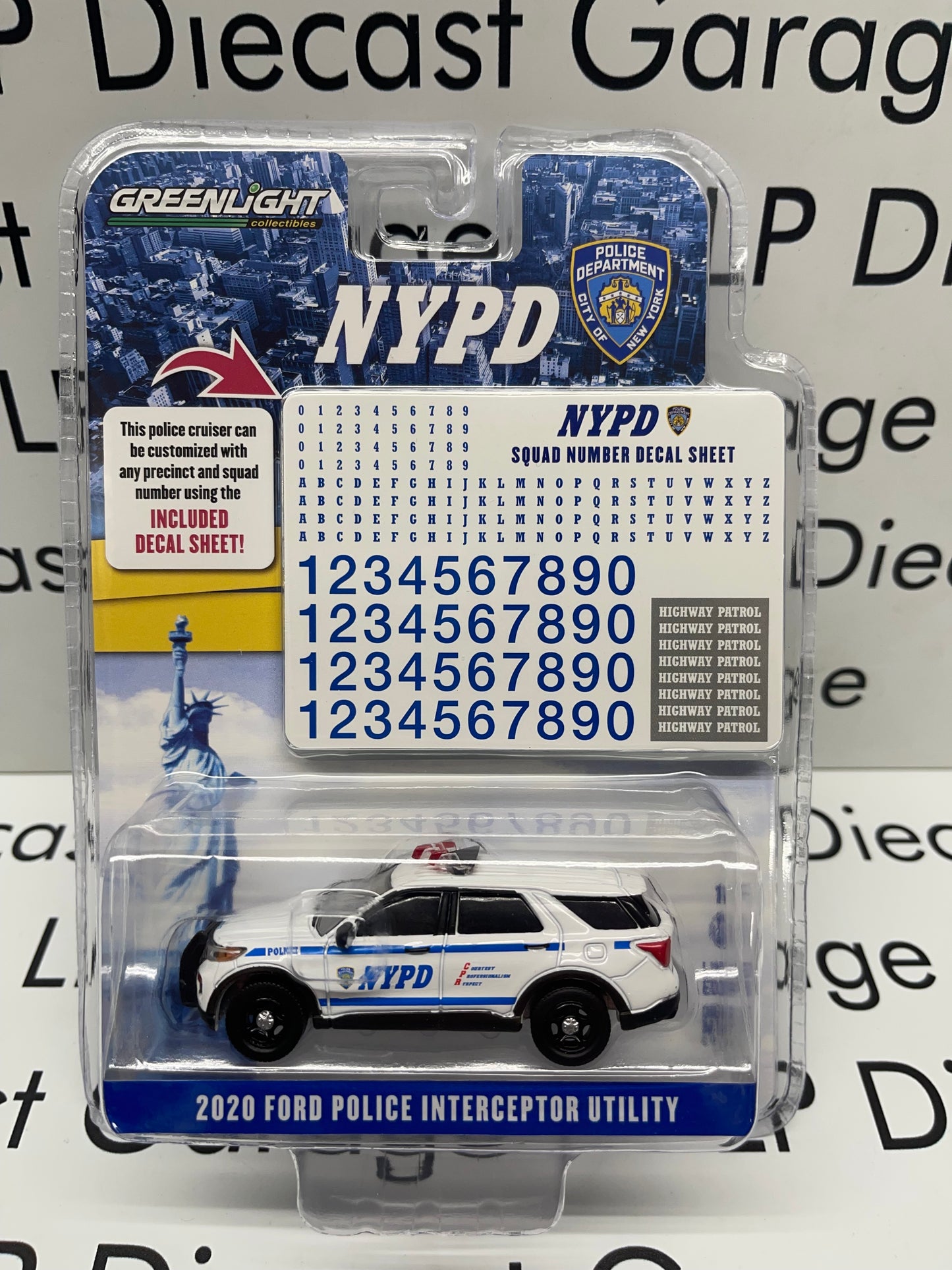 GREENLIGHT 2020 Ford Police Interceptor Utility NYPD with Decal Sheet 1:64 Diecast