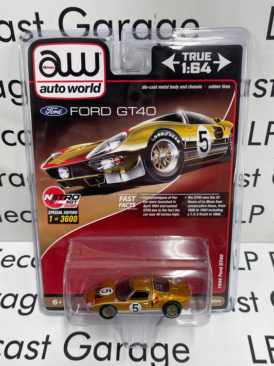 AUTO WORLD 1966 Ford GT40 Nitro XGT Exclusive GOLD 1:64 Diecast