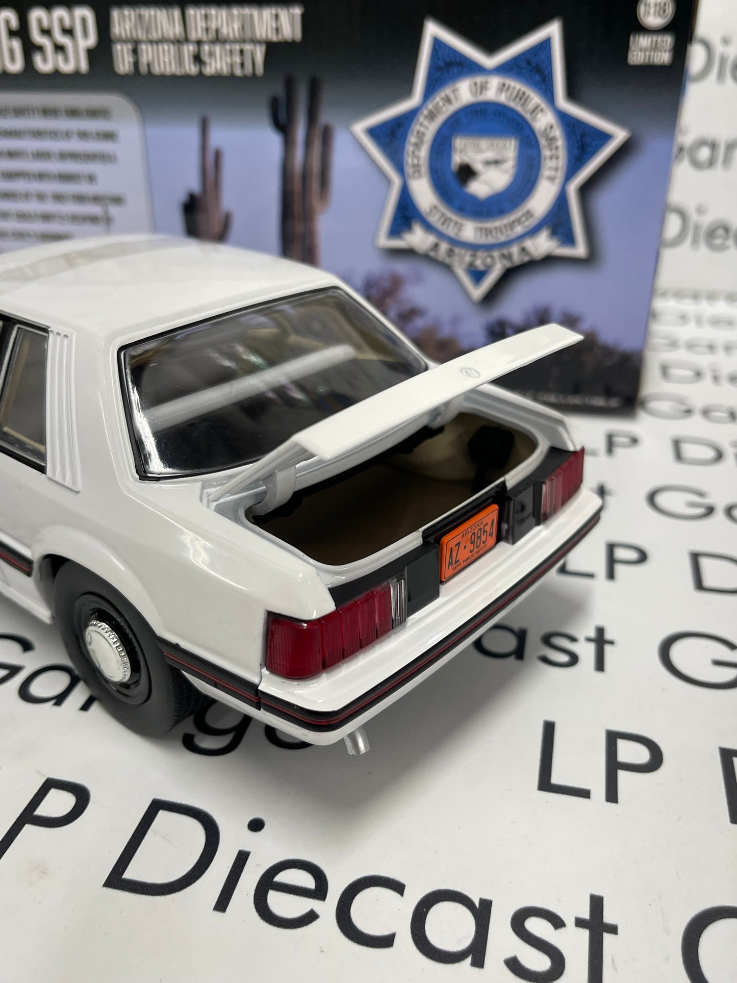 GREENLIGHT 1982 Ford Mustang SSP Arizona Department of Public Safety 1:18 Diecast