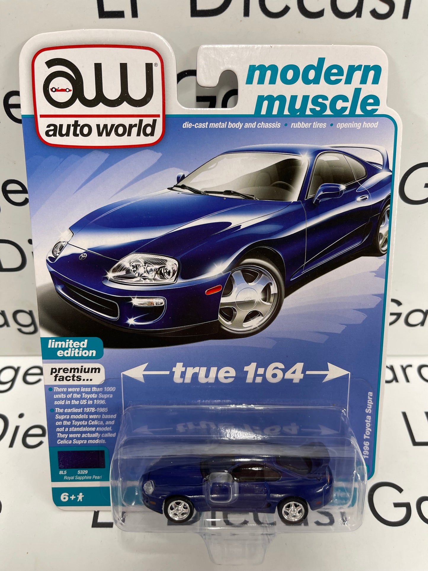 AUTO WORLD 1996 Toyota Supra Royal Sapphire Pearl Modern Muscle 1:64 Diecast