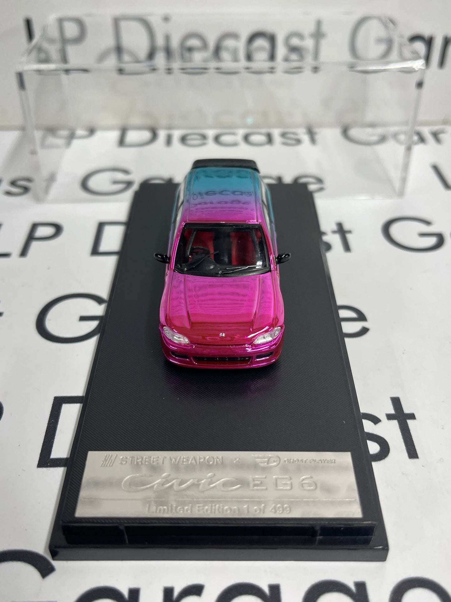 STREET WEAPON Honda Civic EG6 Pink/Blue Metallic 1:64 Diecast Ghost Player