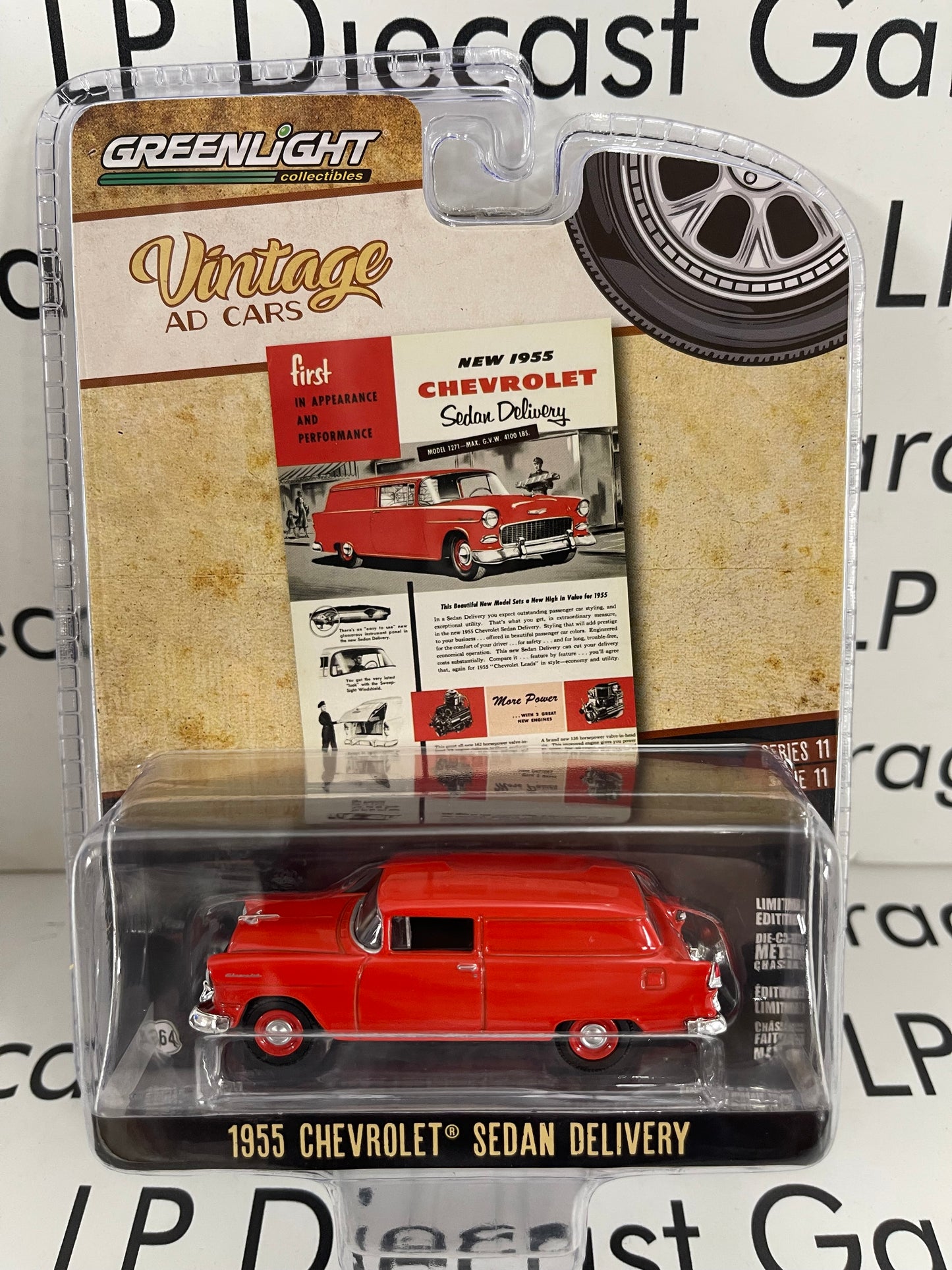 GREENLIGHT 1955 Chevrolet Sedan Delivery Red 1:64 Diecast Vintage Ad Cars