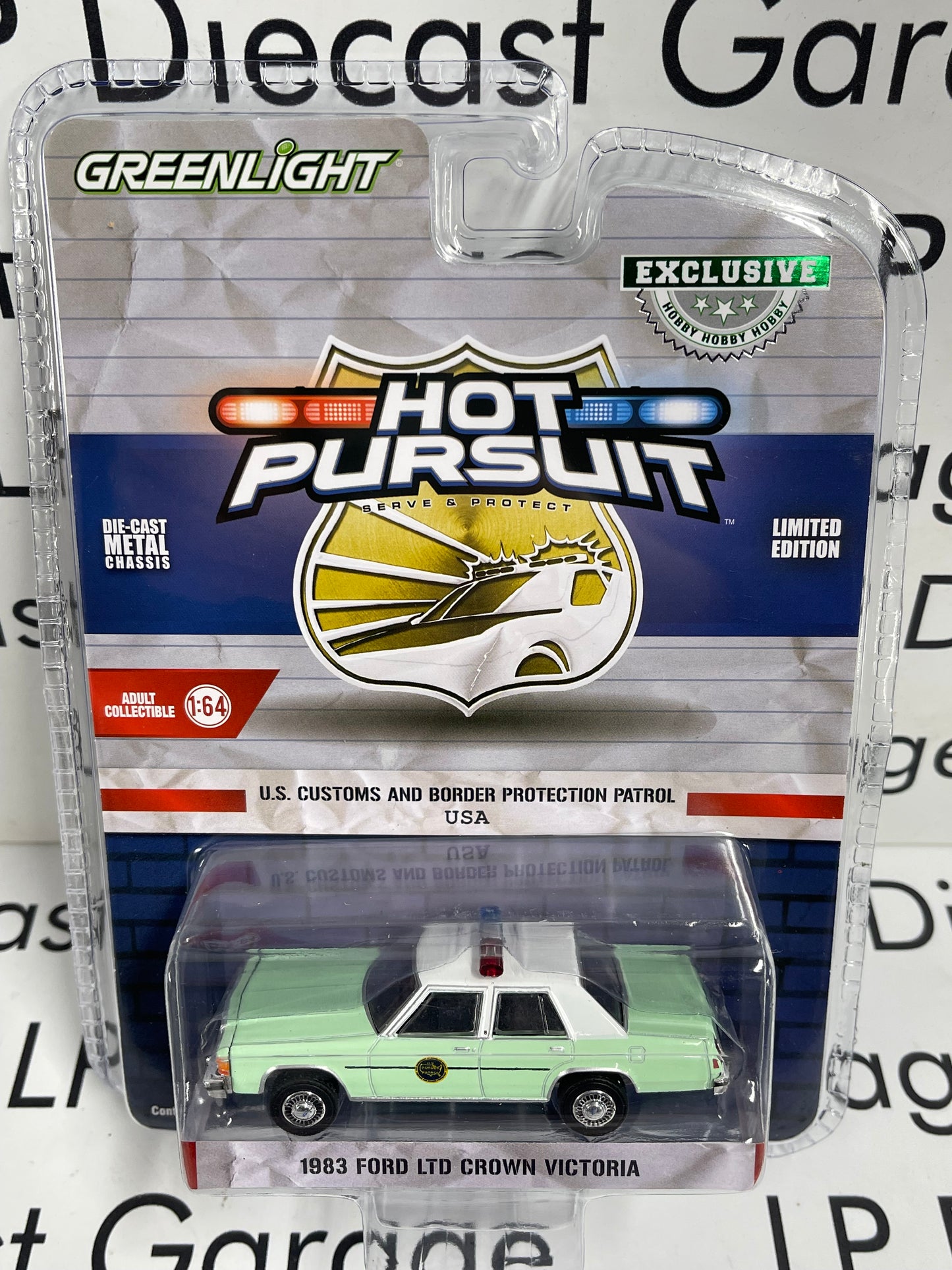 GREENLIGHT 1983 Ford LTD Crown Victoria Border Patrol 1:64 Diecast Hot Pursuit