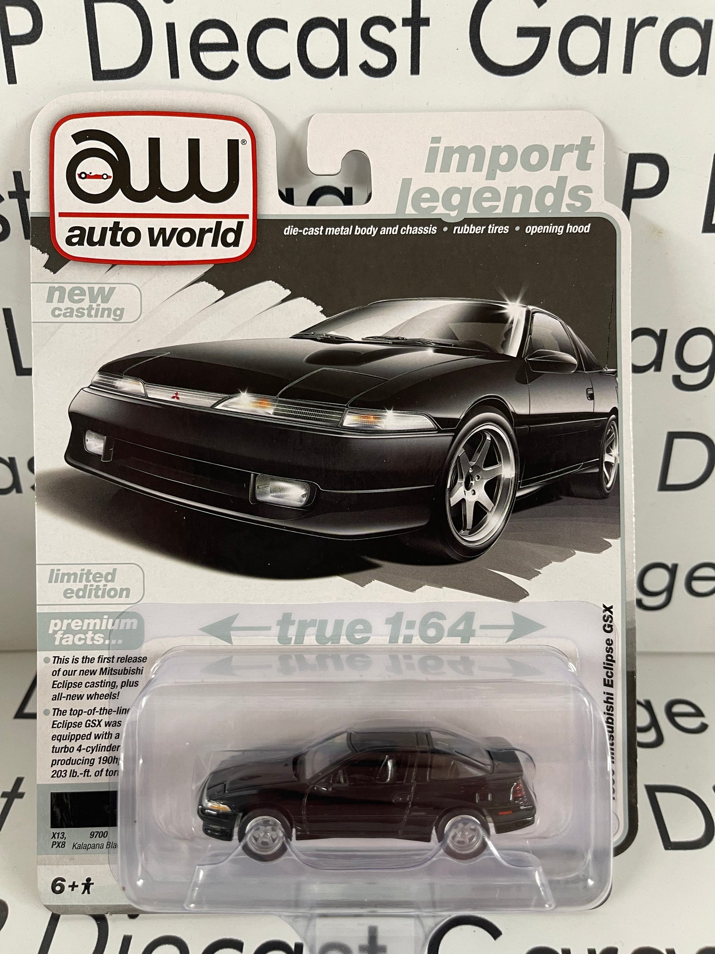 AUTO WORLD 1990 Mitsubishi Eclipse GTX Kalapana Black 1:64 Diecast