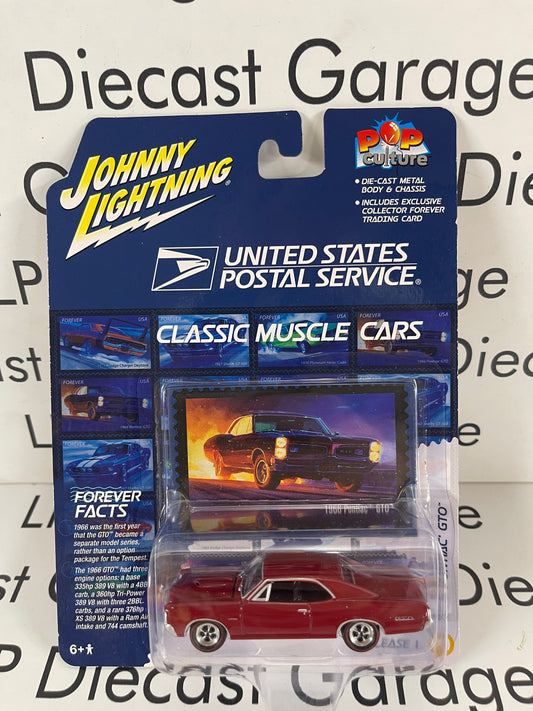 JOHNNY LIGHTNING 1966 Pontiac GTO Red United States Postal Service Classic Muscle Cars Pop Culture 1:64 Diecast