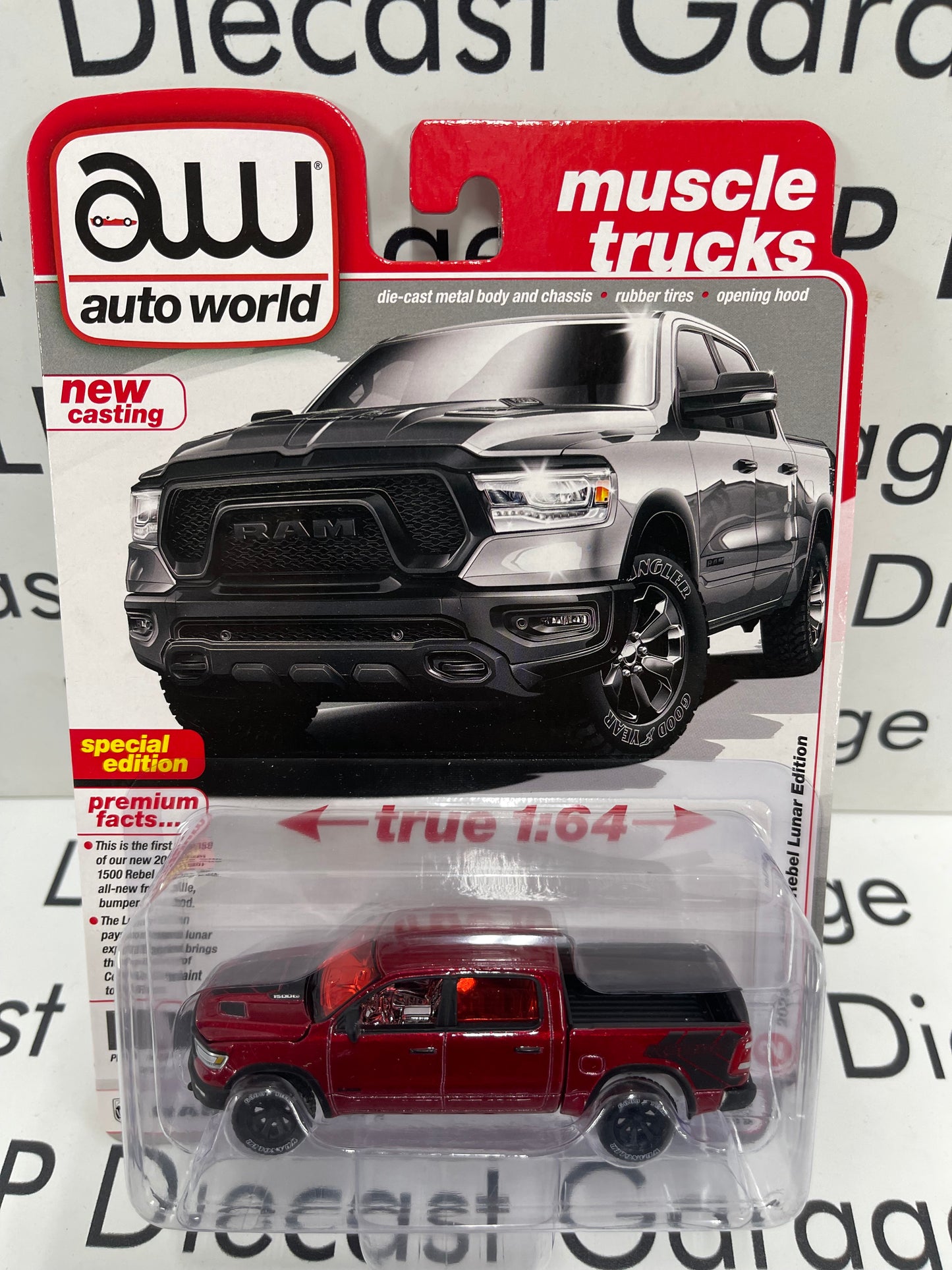 AUTO WORLD *ULTRA RED CHASE* 2023 Ram 1500 Rebel Lunar Edition Ceramic Gray 1:64 Diecast