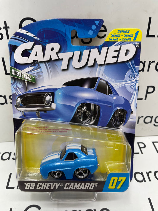 CarTuned 1969 Chevy Camaro Blue w/ White Stripes Series 1 #07 1:64 Diecast