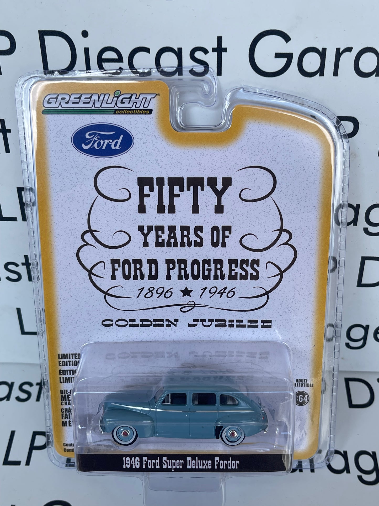GREENLIGHT 1946 Ford Super Deluxe Fordor Blue Anniversary Edition 1:64 Diecast