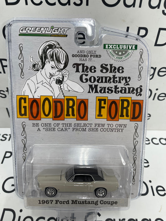 GREENLIGHT 1967 Ford Mustang Coupe She Country Goodro Ford Autumn Smoke 1:64 Diecast