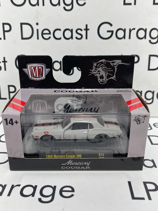 M2 1968 Mercury Cougar 390 Gray with Black Stripes 1:64 Diecast